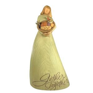 Hallmark GATHER TOGETHER FIGURINE Woman in Green Dress With Harvest Basket 13.5"